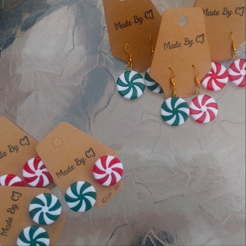 *Christmas peppermint starlight sweets earrings MadeByCJ